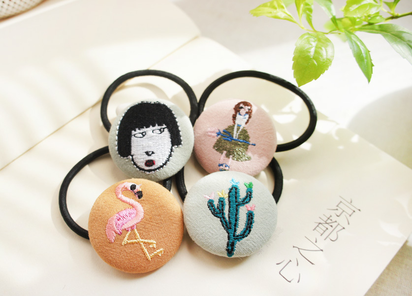 New Children's Hair Rope Cute Embroidered Bag Buckle Children's Hair Tie Wholesale display picture 19