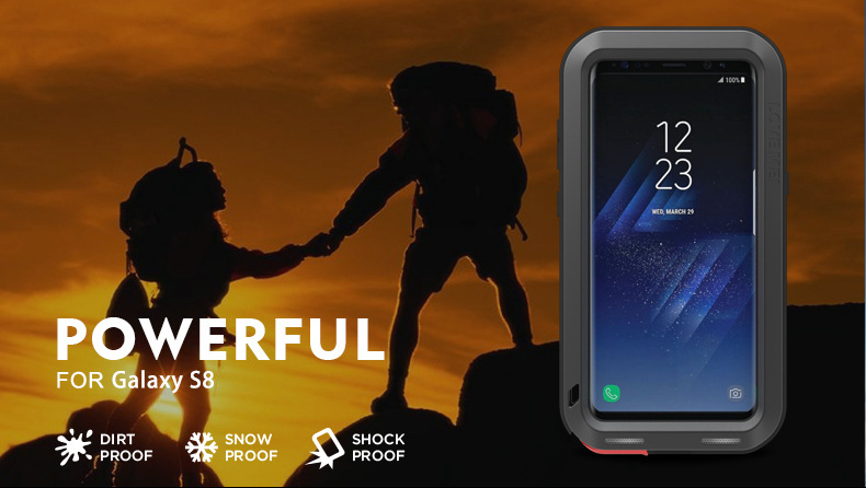 LOVE MEI Powerful Water Resistant Shockproof Dust/Dirt/Snow Proof Aluminum Metal Outdoor Heavy Duty Case Cover for Samsung Galaxy S8 & Samsung Galaxy S8 Plus