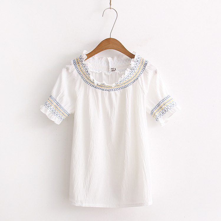 2017春夏新款韩版宽松一字肩打榄娃娃装衬衣