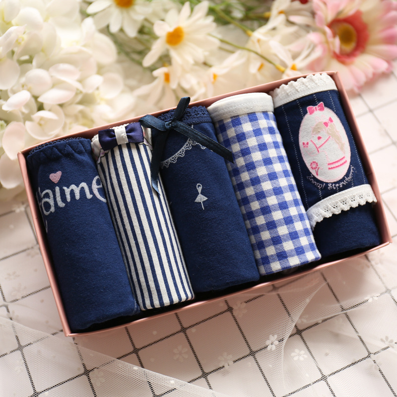 5 Bagged Lot On behalf of pure cotton lady Underwear lovely Cotton Lace sexy girl Triangle pants