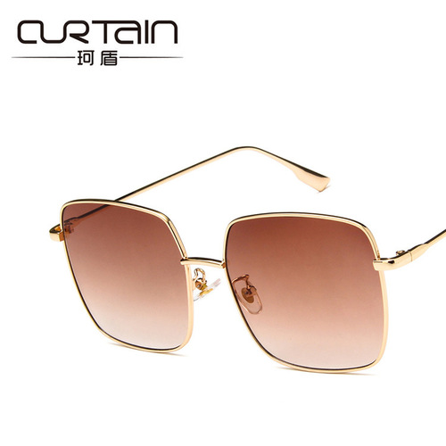 Internet celebrity square metal sunglasses, fashionable polygonal sunglasses, trendy plain large-frame sunglasses