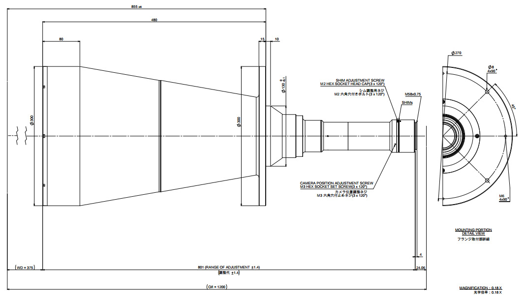 MORITEX茉丽特 超大视野双侧远心镜头MTL系列 MTL-24043M58-018