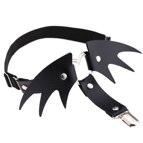Western punk heart leather garter belt street style night club exaggerated Halloween wings leg ring ankle ring garter clip