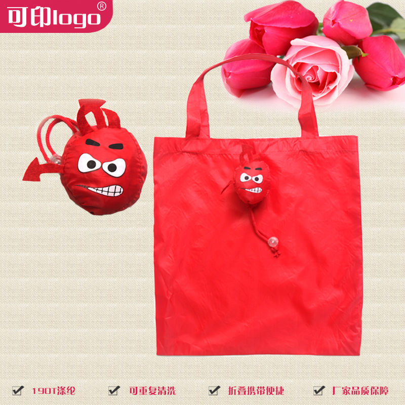 万圣节创意折叠手提购物袋190T厂家批发定做加印logo鬼脸广告