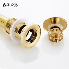 Golden drainer, all copper, pop-up basin, washbasin, antique washbasin drainer flap, drainer