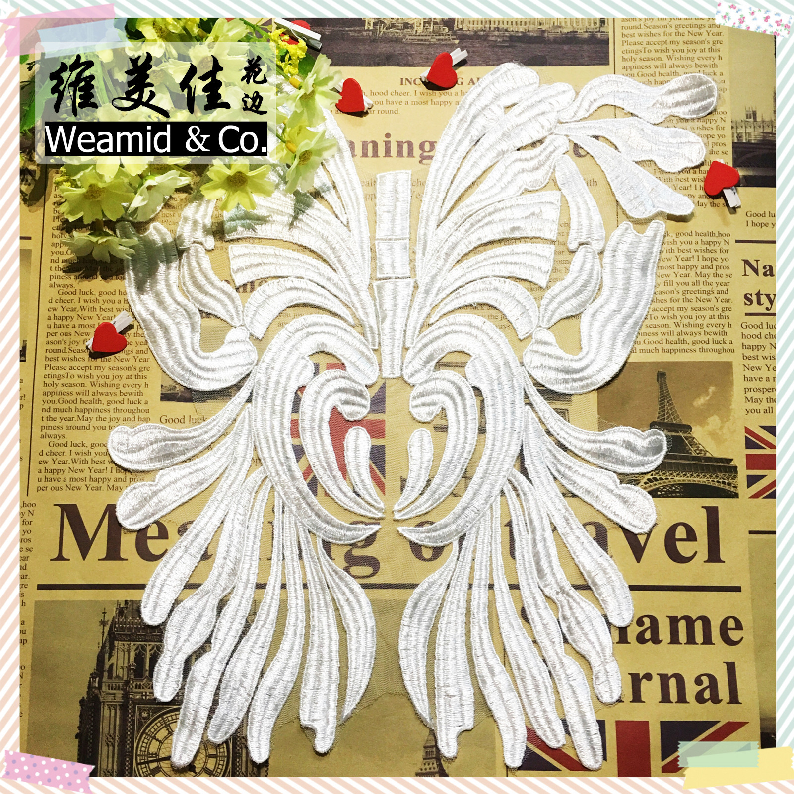 维美佳经典爆版 水溶蕾丝花边 涤纶透明网布绣花 DIY时尚女装领花