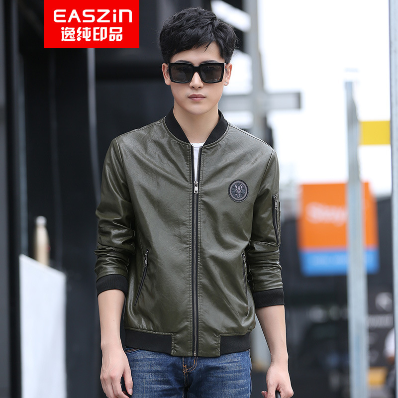 Pure print 2017 Autumn and winter new pattern leather clothing PU Leather coat Variable Bag mlb leather jacket