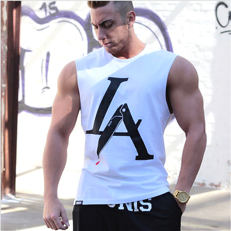 muscle Brother run train Sleeveless Vest Men's pure cotton Quick drying vest Basketball leisure time motion Fitness clothing