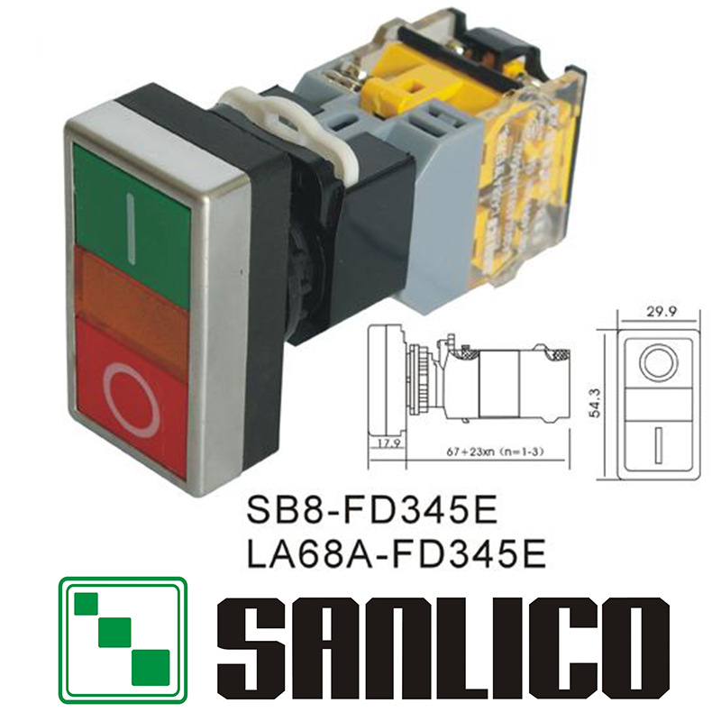 带灯双键位二联复位按钮启动停止LA68A SB8 LA38-FD345E按钮开关