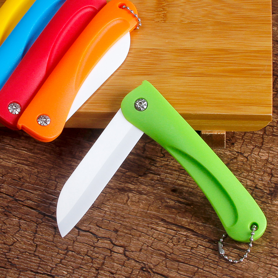 Manufactor goods in stock wholesale Mini Portable ceramics Folding knife kitchen Gadgets travel outdoors Fruit knife gift