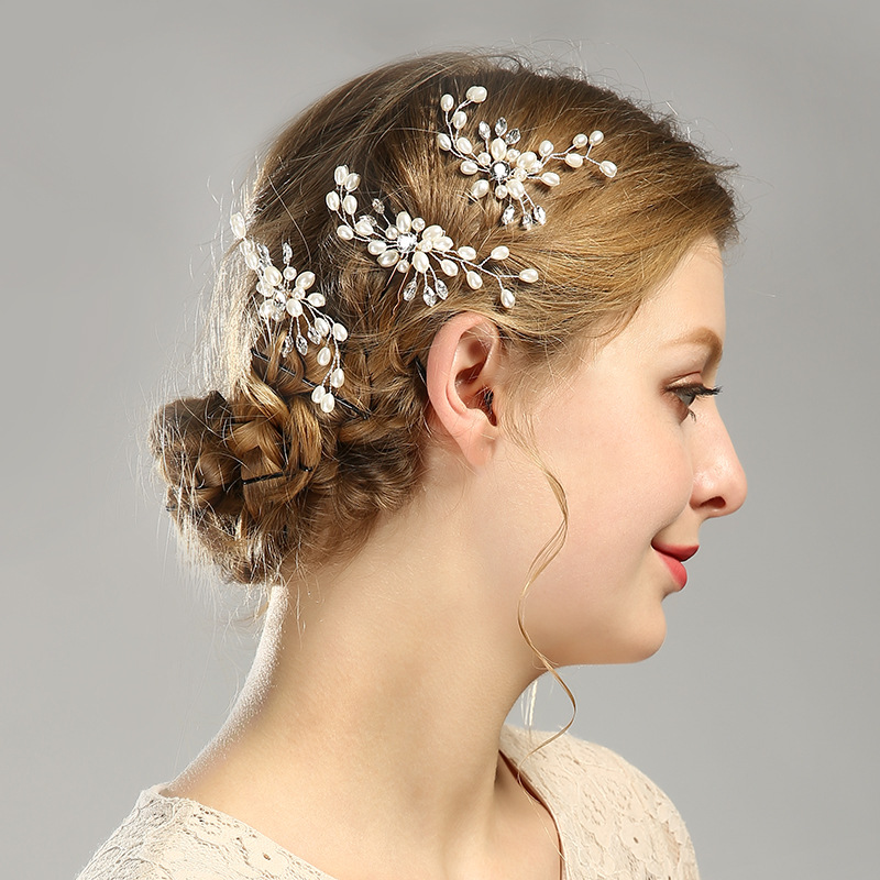 Sweet Geometric Flower Alloy Artificial Rhinestones Artificial Pearls Hairpin display picture 1