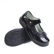 订做款 女童学生黑色皮鞋 亮面校园鞋花边女公主鞋漆面学校 童鞋