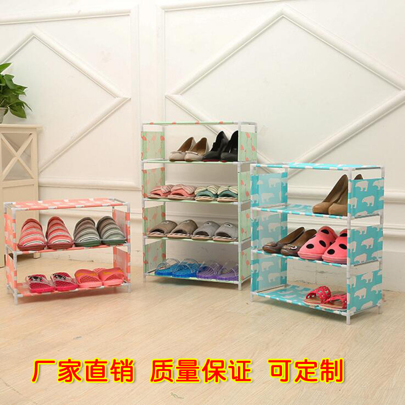 2017 New Cloth DIY Assemble shoe rack Non-woven fabric Storage rack Metal Steel Shelf wholesale Customizable