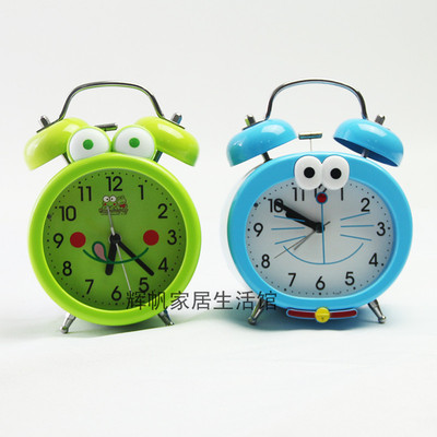 创意金属打铃钟表静音卡通彩色闹钟儿童夜灯时钟懒人床头钟表摆件|ms