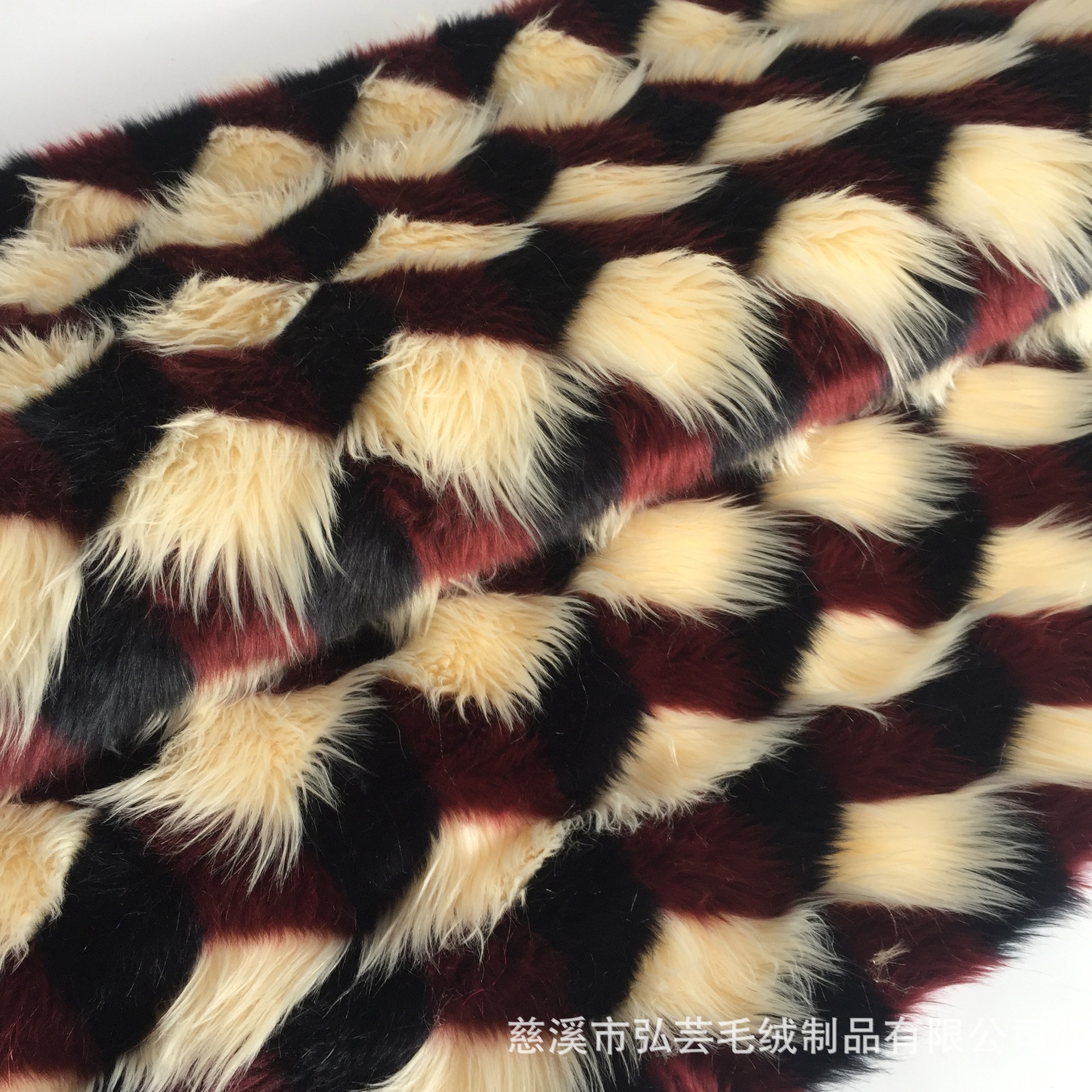 几何图形提花长毛绒面料 海派 高低毛 颜色 花型可根据来样定 做