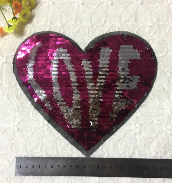 Clothing Accessories Color Changing Beads Embroidery Cloth Stickers Flip Sequins Embroidery Patch Stickers Peach Heart Patch display picture 8