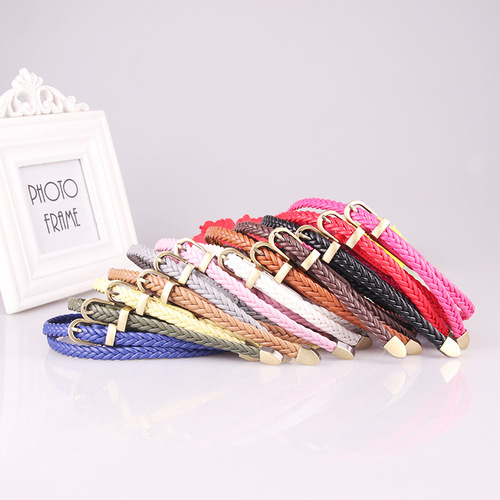 New woven belt for women, versatile thin belt with pin buckle, women's rope decoration, factory direct sales, wholesale 616