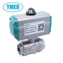 304不锈钢气动丝扣球阀 内螺纹气动切断阀 T型L型气动三通阀门