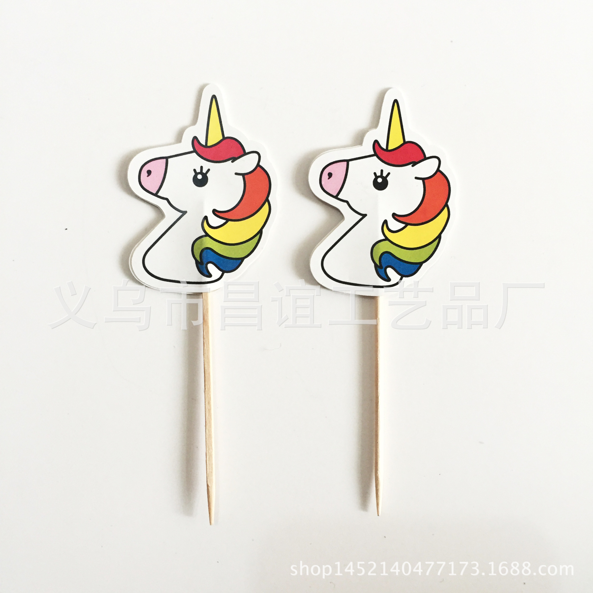 蛋糕装饰卡通独角兽蛋糕插牌 彩虹独角兽蛋糕插签