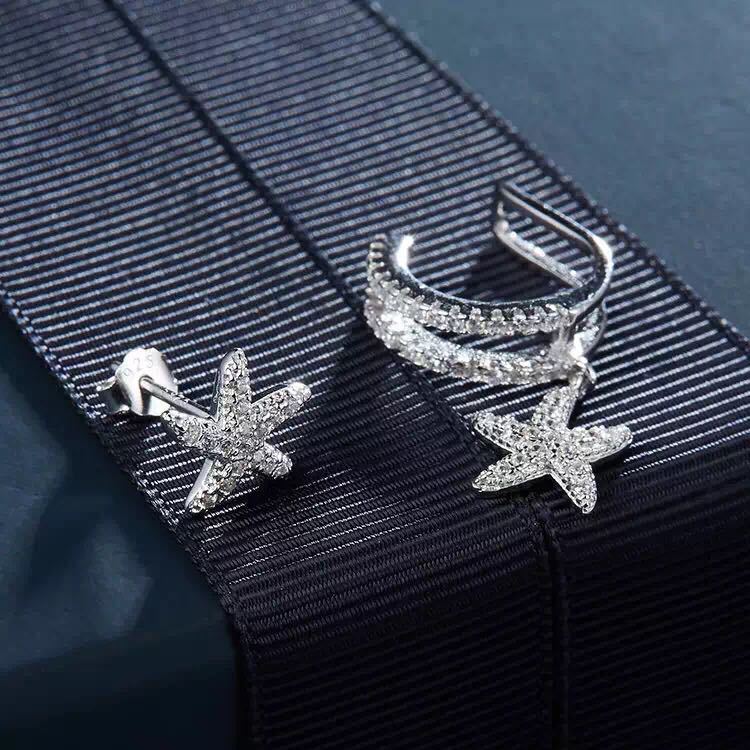 Starfish Asymmetric Ear Clip Earrings Women display picture 3