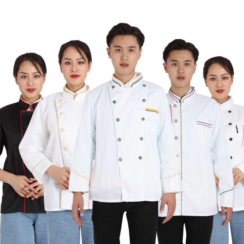 新款秋季厨师服 加工 酒店西餐厅厨师工作服餐厅后厨长袖厨师服