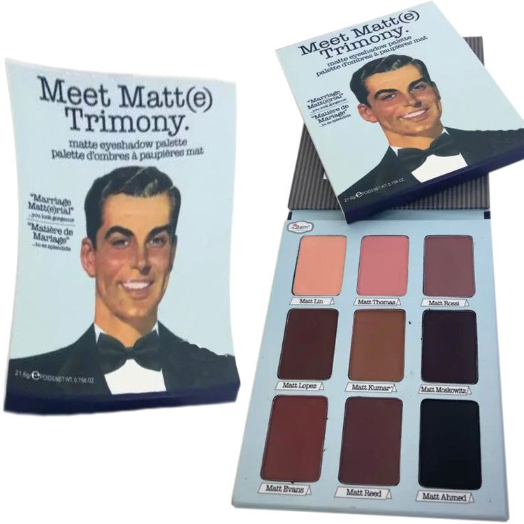 现货欧美热销彩妆9色男人头眼影大地色裸色眼影盘持久不晕染耐汗|ru