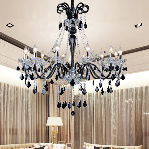 Black cristal coffee ceiling lamp