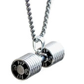 Dumbbell Barbell Combination Pendant Stainless Steel Necklace display picture 23