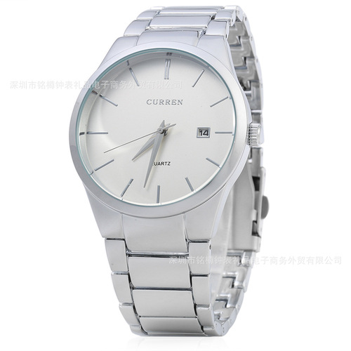CURREN 8106 Men's Watch Alloy Strap Quartz Men's Watch Calendar Watch Sports and Leisure Waterproof