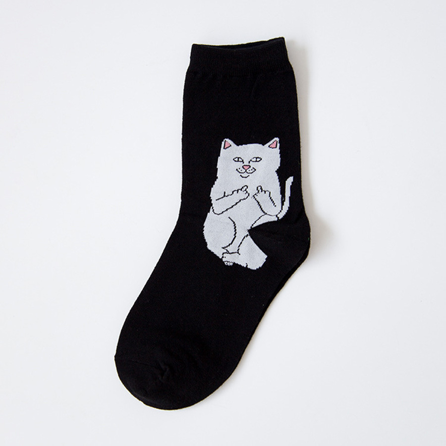 Unisex Casual Hip-hop Solid Color Cotton Blend Printing Crew Socks A Pair display picture 2