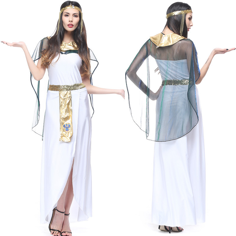 Halloween Costume希腊女神 埃及女王装 阿拉伯女郎 白色长裙2827