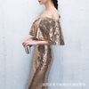 Long-style evening dress bare back shoulder-length breast-wiping