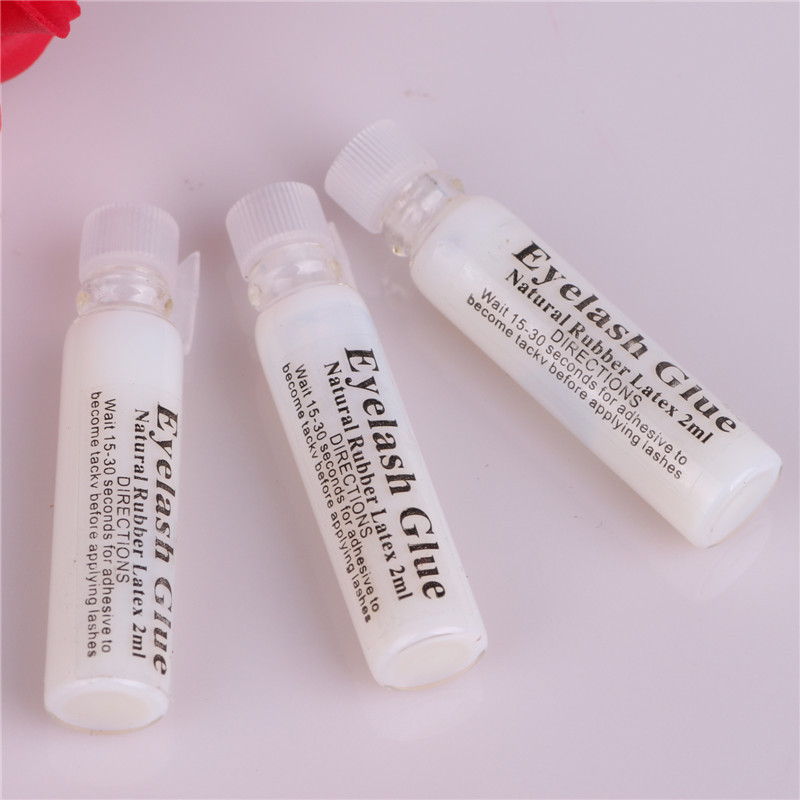 Brand New False Eyelash Glue White Eyelash Glue Trial Pack Glass Tube 2ml Mini Glue Natural
