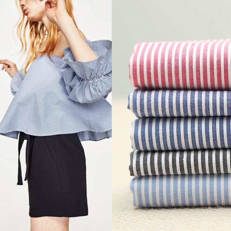 全棉色织牙签条子布 连衣裙吊带男女衬衫时尚面料 现货批发