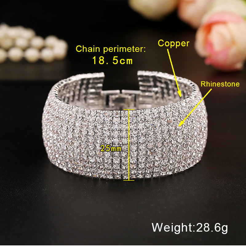Creative Fashion Diamond Crystal Rhinestone Copper Bracelet Full Diamond display picture 1