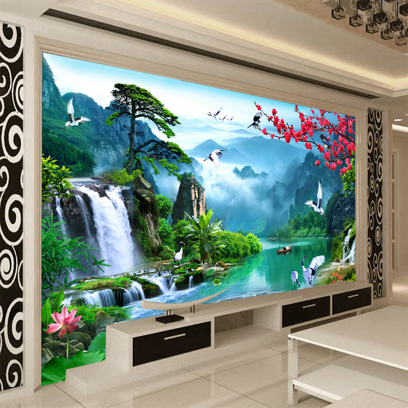 山水电视背景墙纸，享受3D风景视觉盛宴
