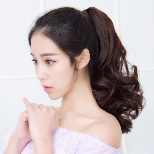  Wig horsetail female short false ponytail grip clip curly hair horsetail short pear claw clip wig horsetail short curly hair