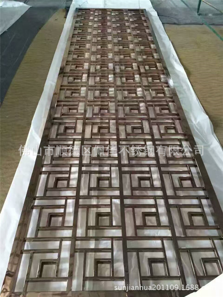 不锈钢镂空屏风隔断定做 激光加工香槟金不锈钢屏风 电镀激光屏风
