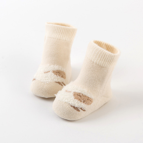 Autumn and winter colorful cotton newborn baby socks infant floor socks thickened mid-calf cotton socks to keep warm and absorb sweat