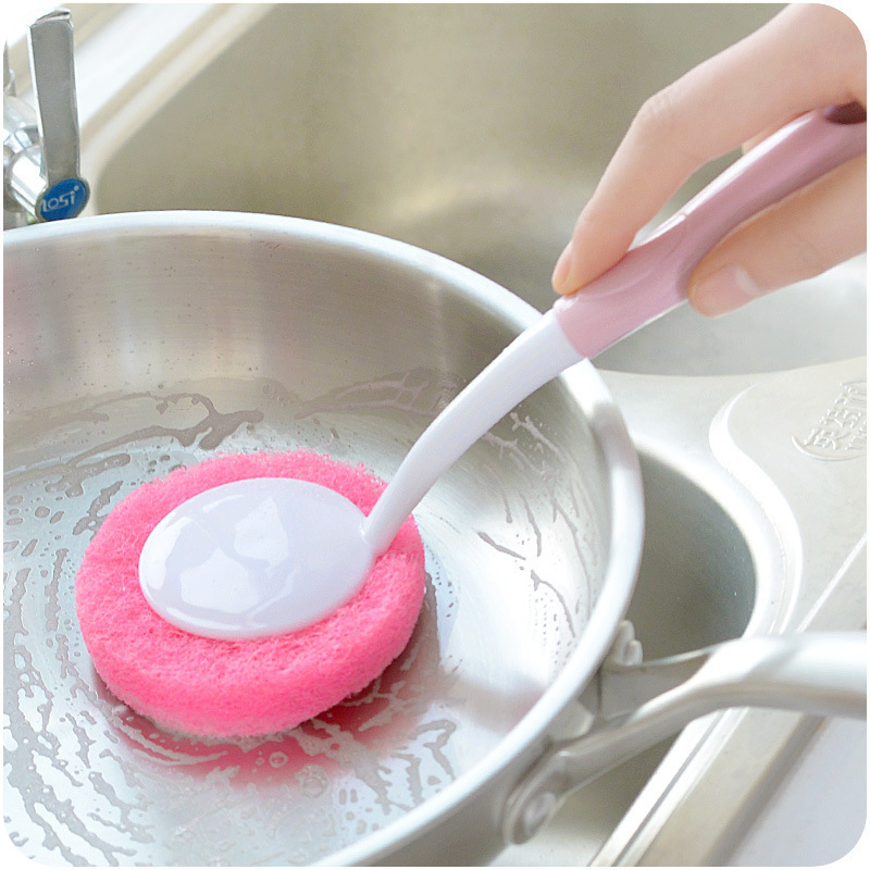 Household oil -de -oiling can hang long handle washing cooker brush…