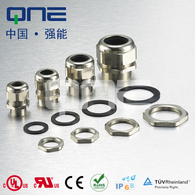 【QNE强能】黄铜镀镍电缆接头，金属防水接头，黄铜电缆固定头