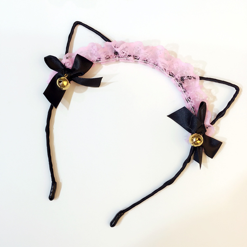 Cute Lace Cat Ears Bowknot Bell Headband display picture 6