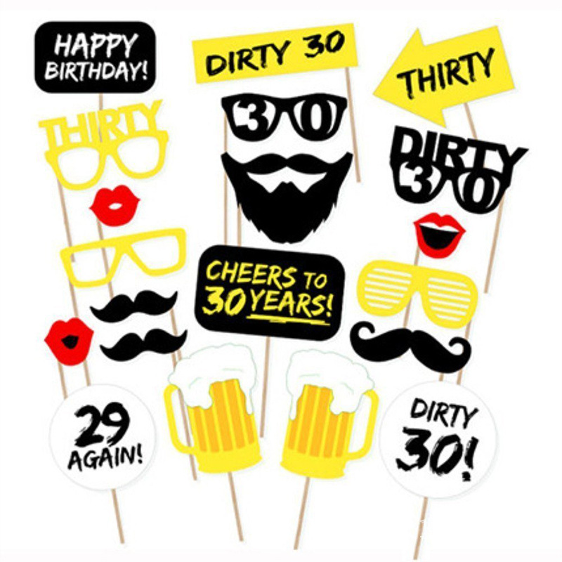 Bearded man 30 The age of birthday party Photo props 20 Set of parts Eye Beer Party Photograph