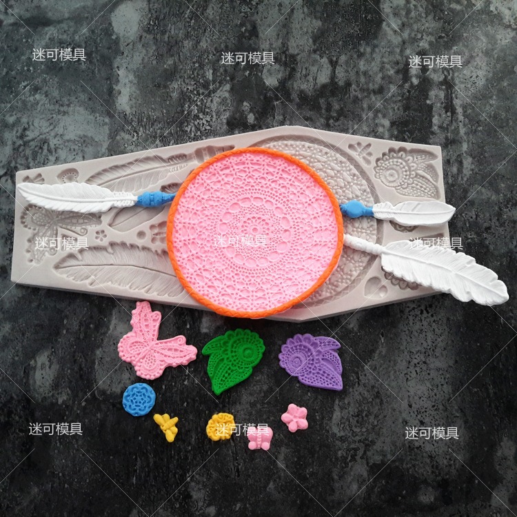 Dream Catcher molde mariposa pluma fondant cake decoración molde DIY hecho a mano chocolate molde para hornear fondant herramienta