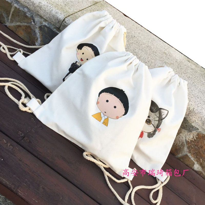 厂家现货批发棉帆布束口拉绳袋抽绳袋背包袋帆布袋可印刷LOGO