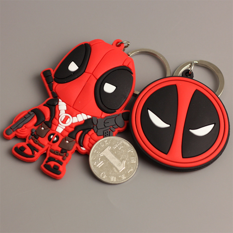 Marvel hero deadpool X battleship Q version deadpool keychain flexible glue boys bag pendant double-sided doll