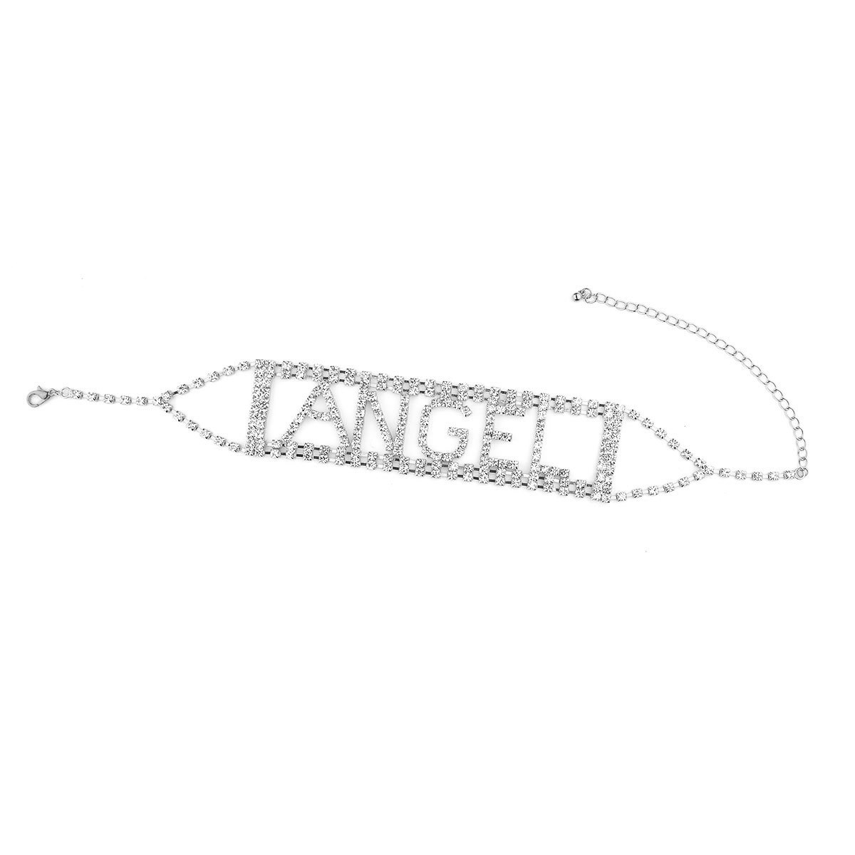 Punk Exaggerated Super Flash Necklace With Diamonds Lettering Thin Necklace Wholesale display picture 5