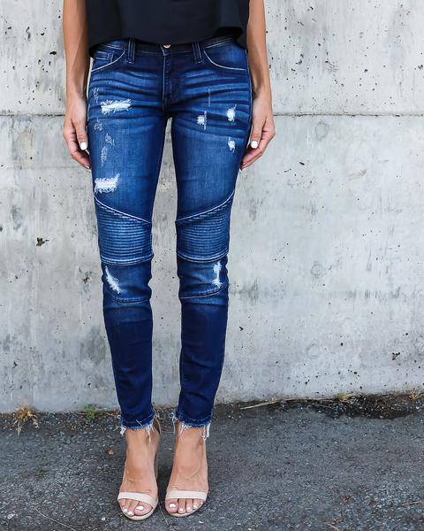 Damen Jeans Im Slim Fit Mit Falten Und Elastischer Passform_voghion.com