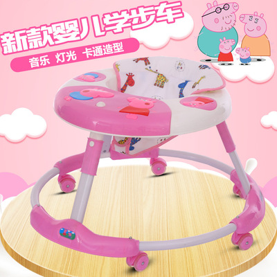 嬰兒童學步車6/7-18個月寶寶可折疊圓形起步車防側翻多功能帶音樂