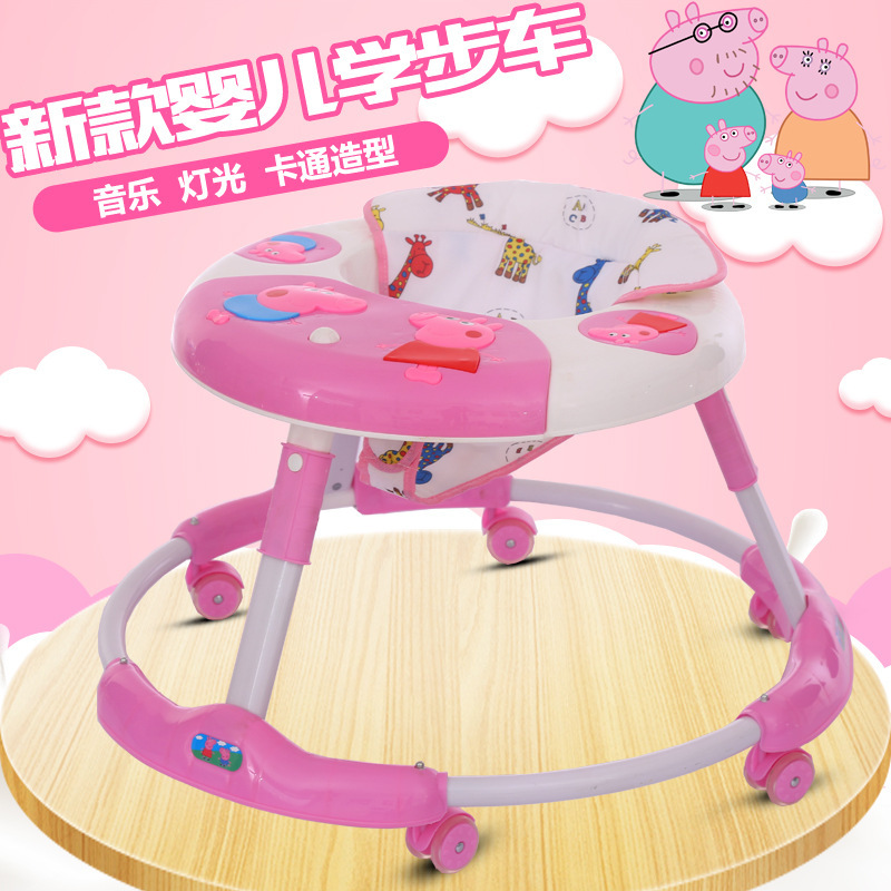 嬰兒童學步車6/7-18個月寶寶可折疊圓形起步車防側翻多功能帶音樂